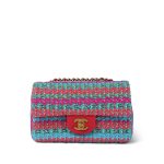 Multicolor Mixed Fibers Woven Mini Rectangular Flap Aged Gold Hardware