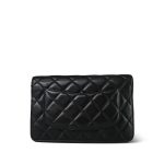 Black Lambskin Quilted Coco Charms Wallet on Chain WOC Light Gold Hardware - Image 13