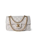 21P White Caviar Quilted Sweet Single Flap Bag Aged Gold Hardware - Image 12