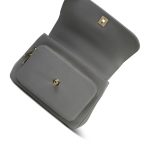 21B Grey Caviar Quilted Business Affinity Medium Flap Light Gold Hardware - Image 14