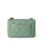 23P Light Green Lambskin Quilted Funkytown Flap Bag Antique Gold Hardware - Image 5
