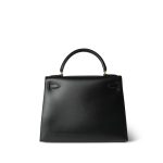 Kelly Sellier 28 Black Box Calfskin Gold Plated V Circle Stamp - Image 14