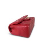 20S Red Lambskin Quilted Mini Rectangular Flap Light Gold Hardware - Image 11