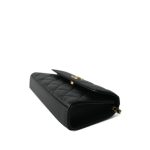 Black Lambskin Quilted Pearl Crystal Top Handle Phone Holder Aged Gold Hardware - Image 8