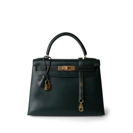 Kelly 28 Vert Fonce Box Calfskin Gold Plated [A] Stamp