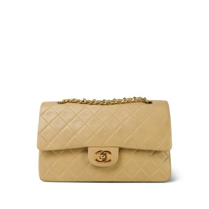 Beige Lambskin Quilted Classic Flap Medium GHW