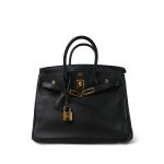 Birkin 25 Black/ Noir Swift Gold Plated A Stamp - Image 8
