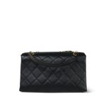 Black Calfskin Quilted Enchained Logo Single Flap Bag Aged Gold Hardware - Image 10