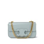Celine Ice Blue Shiny Calfskin Claude Chain Shoulder Bag Light Gold Hardware - Image 11