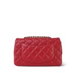20S Red Lambskin Quilted Mini Rectangular Flap Light Gold Hardware - Image 3