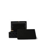 Black Lambskin Quilted Jewelry Box Small Light Gold Hardware - Image 9