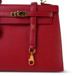 Kelly Sellier 25 Rouge Casaque Epsom Gold Plated T Stamp - Image 3
