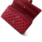 19B Red Caviar Quilted Medium Classic Flap Light Gold Hardware - Image 12