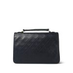 Navy Lambskin Quilted Top Handle Double Turnlock Single Flap Gold Hardware - Image 14