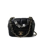Black Lambskin Quilted Monacoco Mini Square Flap Light Gold Hardware - Image 8