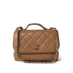 Beige Caviar Quilted Business Affinity Medium Flap Light Gold Hardware - Image 8
