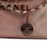 22A Metallic Pink / Rose Calfskin Quilted 22 Small Hobo Bag - Image 5
