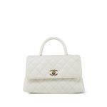 21A White Caviar Quilted Small Coco Handle LGHW