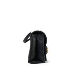 Black Calfskin Quilted Enchained Logo Single Flap Bag Aged Gold Hardware - Image 4