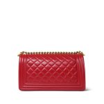 Red Lambskin Quilted Old Medium Boy Bag Aged Gold Hardware - Image 3