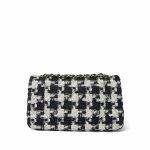 20S Black White Ecru Houndstooth Tweed Quilted Classic Flap Medium LGHW - Image 4