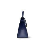 Kelly Sellier 28 Bleu Saphir Box Calfskin Gold Plated Y Circle Stamp - Image 13