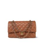 22S Caramel Lambskin Quilted Medium Classic Flap LGHW - Image 10