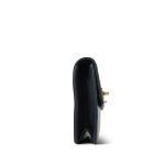 Navy Lambskin Quilted Top Handle Double Turnlock Single Flap Gold Hardware - Image 5