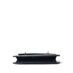 Navy Lambskin Quilted Top Handle Double Turnlock Single Flap Gold Hardware - Image 4
