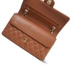 22S Caramel Lambskin Quilted Medium Classic Flap LGHW - Image 11