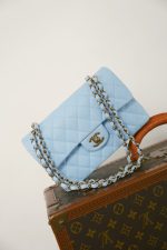 23P Light Blue Caviar Quilted Classic Flap Small Light Gold Hardware - Image 10