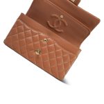 22S Caramel Lambskin Quilted Medium Classic Flap LGHW - Image 12