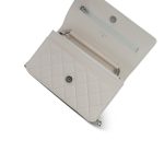 24P White Caviar Quilted Wallet on Chain WOC Silver Hardware - Image 6