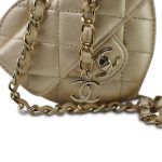 22S CC In Love Metallic Gold Lambskin Heart Zipped Belt Bag LGHW - Image 11