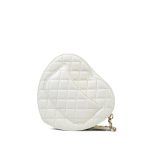 22S White Lambskin Quilted Heart Bag Large Light Gold Hardware - Image 14