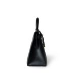 Kelly 28 Sellier Black Box Calfskin Gold Plated Y Circle Stamp - Image 5