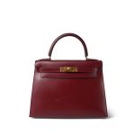 Kelly 28 Rouge H Box Calfskin Gold Plated Z Circle Stamp - Image 6
