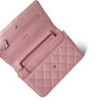 19S Iridescent Pink Caviar Quilted Wallet on Chain WOC - Image 10