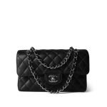 Black Caviar Quilted Small Classic Flap SHW - Image 8