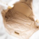 White Calfskin Quilted Mini 22 Bag Antique Gold Hardware - Image 9