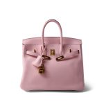 Birkin 25 Rose Sakura Swift Gold Plated X Stamp - Image 13