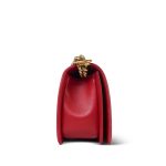 Red Lambskin Quilted Old Medium Boy Bag Aged Gold Hardware - Image 4