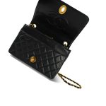 Black Lambskin Quilted Full Flap Medium CC Bag Gold Hardware - Image 13