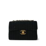 Black Velvet Mademoiselle Jumbo Single Flap Gold Hardware