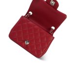 Red Lambskin Quilted Mini Square Flap SHW - Image 10