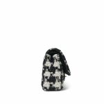20S Black White Ecru Houndstooth Tweed Quilted Classic Flap Medium LGHW - Image 5
