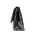 Black Silver Metallic Python Jumbo Double Flap - Image 4
