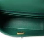 22A Green Lambskin Quilted Mini Rectangular Single Flap LGHW - Image 12
