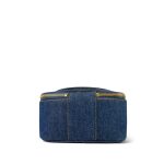 Blue Denim Quilted Timeless Vanity Case Gold Hardware - Image 4