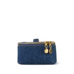 Blue Denim Quilted Timeless Vanity Case Gold Hardware - Image 2
